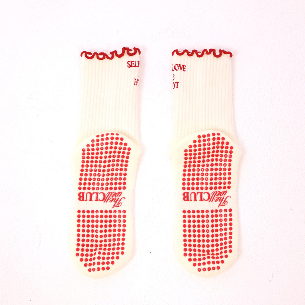 Pilates grip socks - Ivory & Red