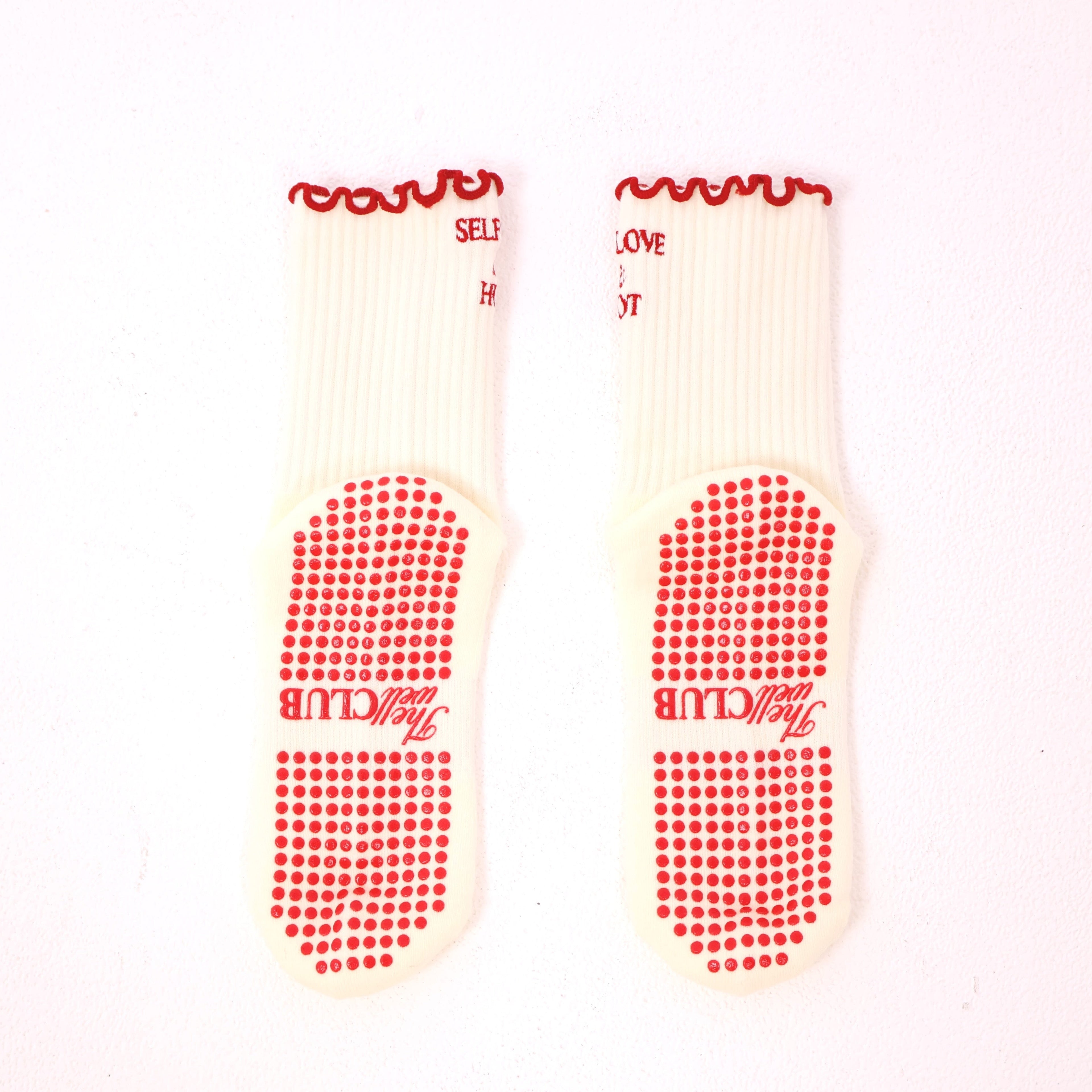 Pilates grip socks - Ivory & Red