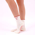 Pilates grip socks - Ivory & Red